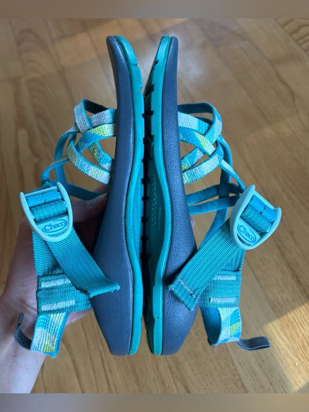Chaco Kids ZX/1 Ecotread sandals Geometric Teal Green Youth Size 3